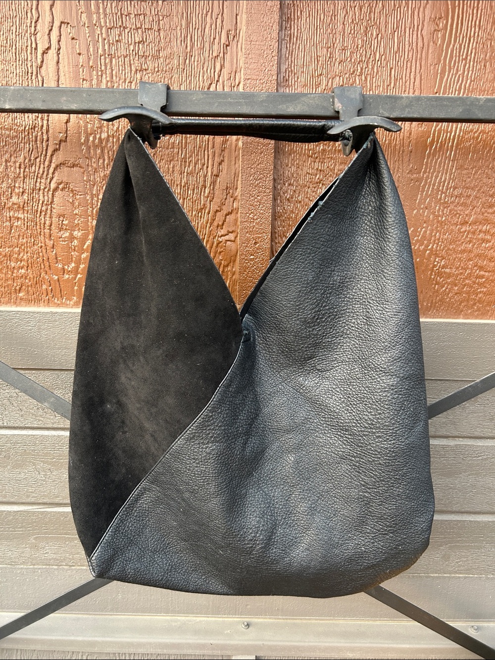 Anthro ShiraLeigh Womens Arden Vegan Slouchy Tote Handbag Black